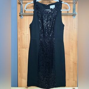 Milly Black Sequin Panel Sleeveless Mini Dress Cocktail Size 6